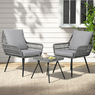 Outdoor Furniture 3-Piece Lounge Setting Chairs Table Bistro Set Patio