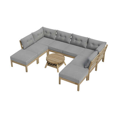 9PCS Outdoor Sofa Set Lounge Setting Table Chair - Grey