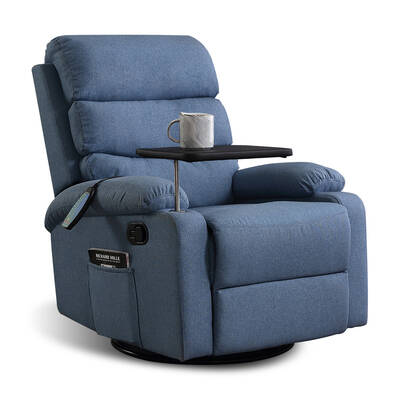 Massage Chair Recliner 8 Point Heated Lounge Sofa Armchair 360 Swivel Blue