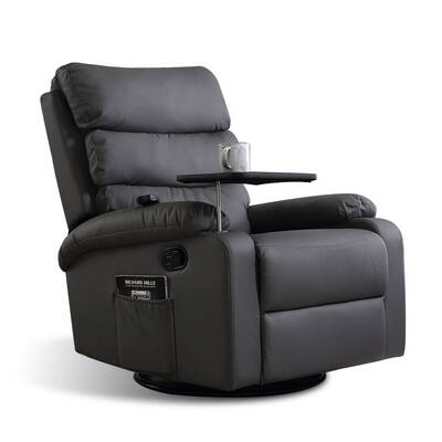 Massage Chair Recliner 8 Point Heated Lounge Sofa Armchair 360 Swivel Grey