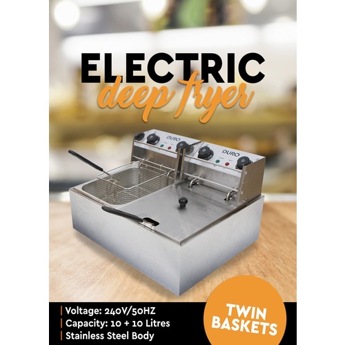 Commercial Electric Deep Fryer with Twin 20L Basket