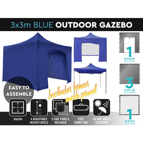  Blue Outdoor Gazebo 3 x 3m