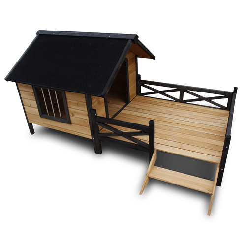 Extra Large Pet Dog Kennel Timber Deck House Wooden Cabin With Porch Deck Patio