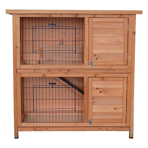 2 Storey Rabbit Hutch With Cage 104 x 50 x 104cm