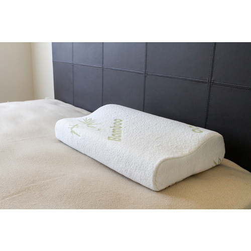 Bamboo Memory Foam Pillow Contoured 50 x 30 x 10cm