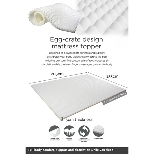 Egg Crate Topper Queen 203 x 153 x 5cm