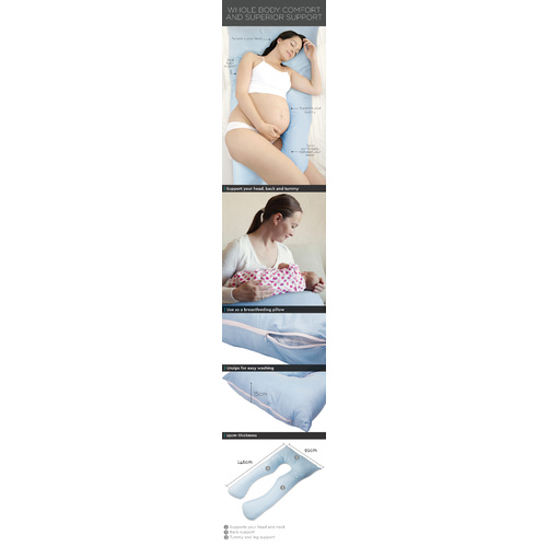 Maternity Pillow Sleeping Body Support 82 x 140cm Baby Blue