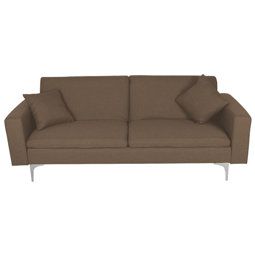 Sweda Linen Look 3 Seater Sofa Bed Lounge Brown