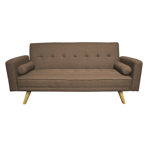 Moda Linen Look 3 Seater Sofa Bed Brown