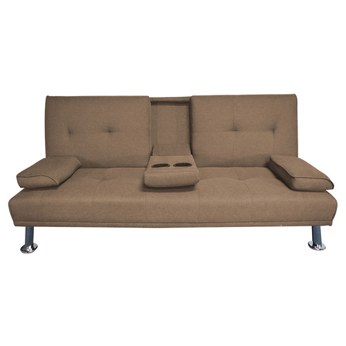 Hela Linen Look 3 Seater Sofa Bed Light Brown