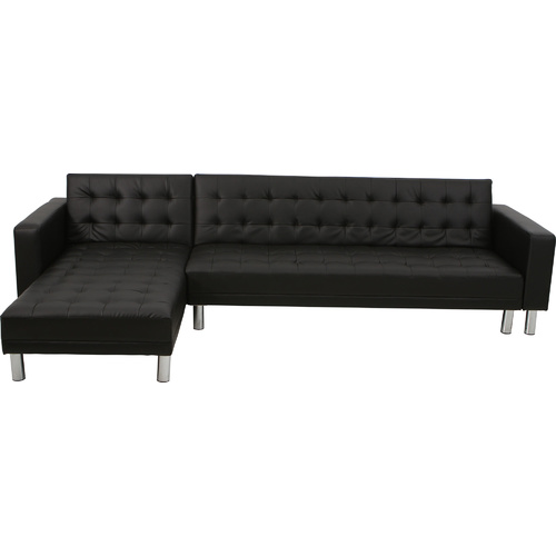 Ultima 4 Seater Sectional Sofa Bed Lounge Black 