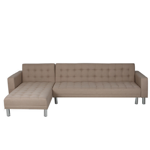 Ultima 4 Seater sSectional Sofa Bed Lounge Beige Linen Look