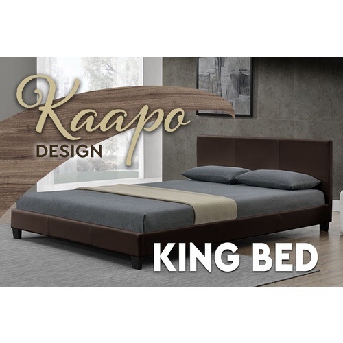 Kaapo King Size Matt PU Leather Bed Brown 183 x 203cm