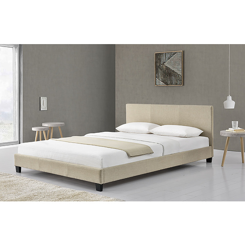 Queen Size Kaapo Fabric Bed Frame Sand Melange Fabric 203 x 153 x 89cm