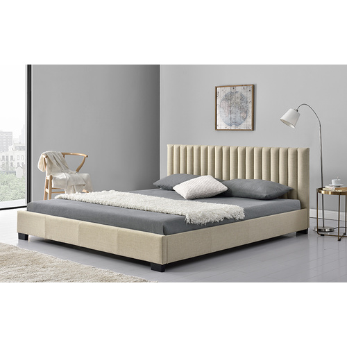 Saba Queen Size Fabric Bed Sand 152 x 203cm