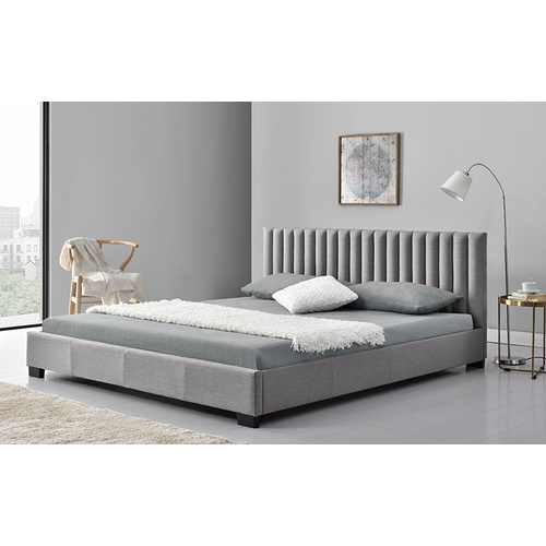 Saba Queen Size Fabric Bed Grey 152 x 203cm
