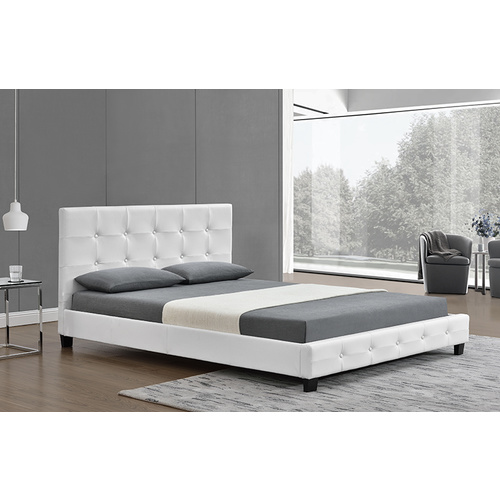  Nadine Queen Size Matt PU Leather Bed White 152 x 203cm
