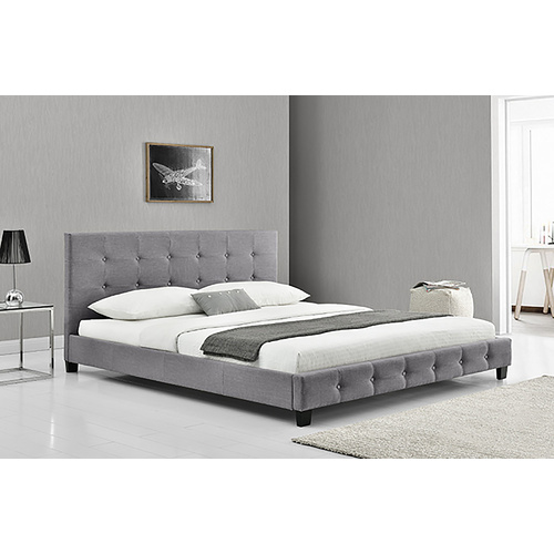 Nadine King Size Bed Frame Grey Melange Fabric 203 x 183 x 89cm