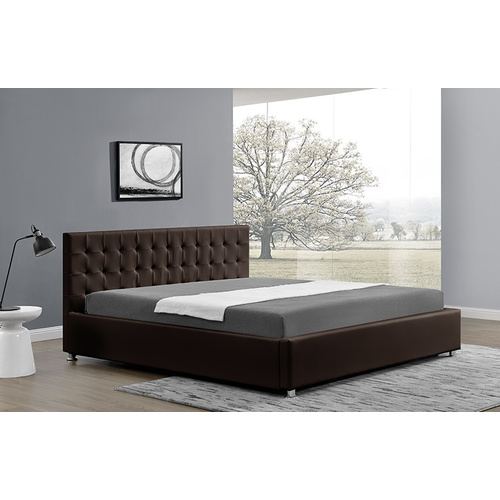 Harlo King Size Gas Lift Mat PU Leather Brown 183 x 203cm