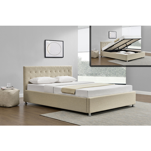 Harlo Queen Size Gas Lift Fabric Sand 152 x 203cm