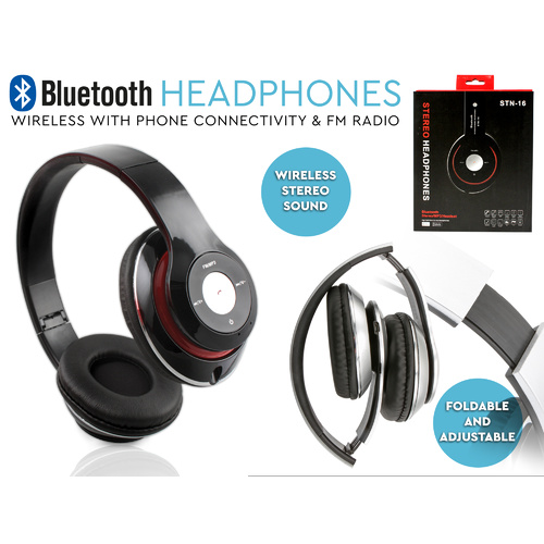 Bluetooth Headphones with Phone Connectivity & FM Radio Black