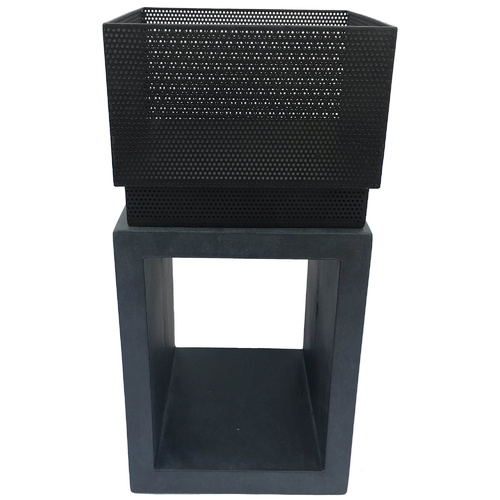 Black Fibre Lite Fire Bowl Square 35 x35 x 72cm 