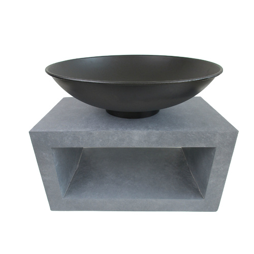 Cement Firebowl On Console D50 Rectanguler 64 x 36 x 36cm
