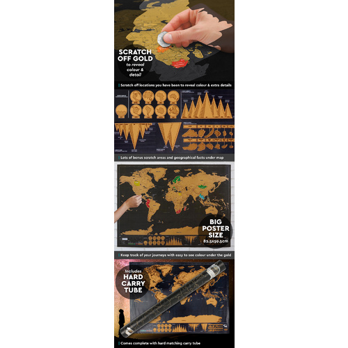 Deluxe Travel World Scratch Map Poster 82.5 x 59.4cm