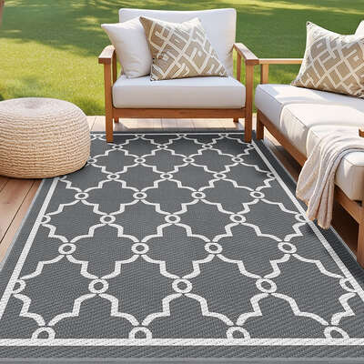 Outdoor Rug Large Reversible Area Mat PP Dual-Sided Maroc Design