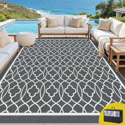Large 274x366cm Outdoor Rug Reversible Dual-Sided Patio Carpet Mat