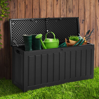 240L Outdoor Storage Lockable Bench Box Weatherproof Garden Deck Toy Tools Sheds