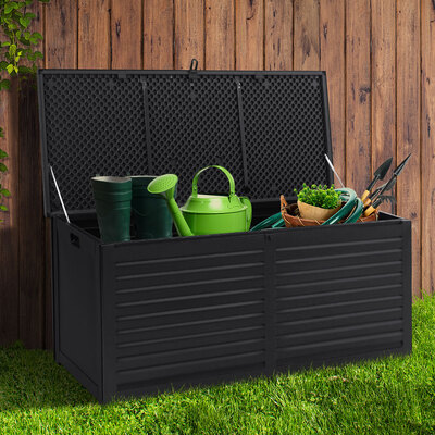 390L Outdoor Storage Lockable Box Weatherproof Garden Deck Toy Tools Shed