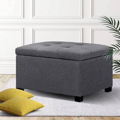 Storage Ottoman Blanket Box Linen Foot Stool Chest Couch Bench Toy Rest