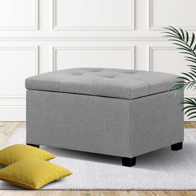  Storage Ottoman Blanket Box Linen Foot Stool Chest Couch Bench Toy Grey
