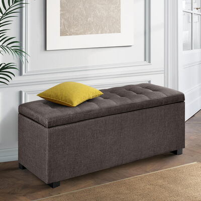  Large Fabric Storage Ottoman - Brown