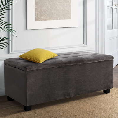 Storage Ottoman Blanket Box Foot Stool Velvet Chest Toy Large Rest Couch