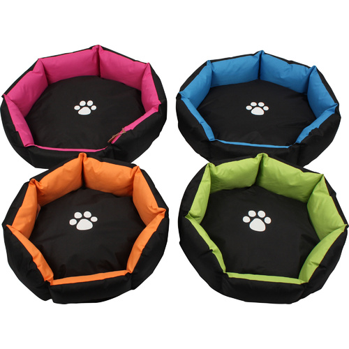 Hexagon Pet Bed Oxford Paw Round with Side Set of 2 Sizes