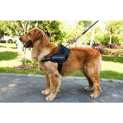 Adjustable Dog Harness Vest Chest Walk Out L BLACK 