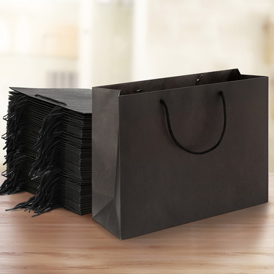50Pcs Reusable Black Paper Gift Bags