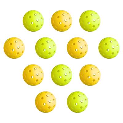 12PC Pickleball Set 40-Hole Durable PE Balls Indoor Outdoor Green/Yellow