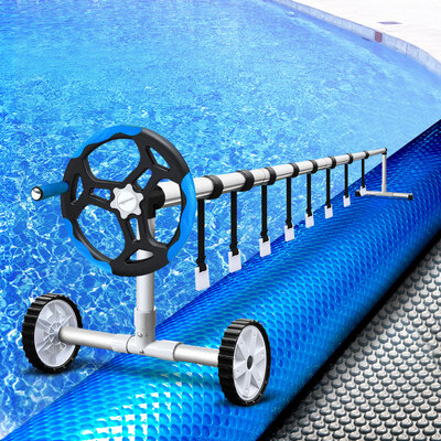 Pool Cover 500 Micron 10.5x4.2m Silver Swimming Pool Solar Blanket 5.5m Roller