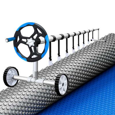 Pool Cover 600 Micron Solar Heat Blanket 10.5x4.2m w/ 5.55m Roller Blue