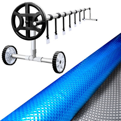 Pool Cover 500 Micron 6.5x3m Silver Swimming Pool Solar Blanket 4m Roller