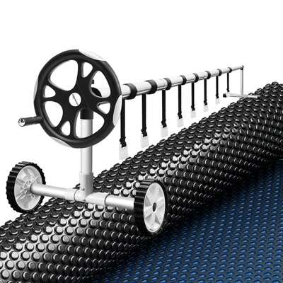 Pool Cover 600 Micron 7x4m w/ Roller 5.55m Swimming Pools Black Solar Blanket