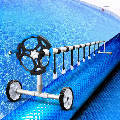 Pool Cover 500 Micron 8x4.2m Swimming Pool Solar Blanket 5.5m Roller Blue
