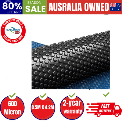 Pool Cover 600 Micron 8.5x4.2m Swimming Pool Solar Blanket Blue Black