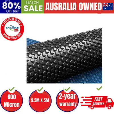 Pool Cover 600 Micron 9.5x5m Swimming Pool Solar Blanket Blue Black