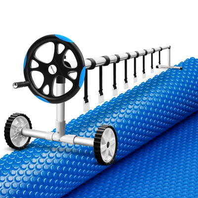 Pool Cover 600 Micron Solar Heat 9.5x5m Blanket w/ 5.55m Roller Blue
