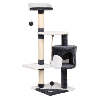Cat Tree Tower Scratching Post Scratcher 112cm Wood Condo House Furniture