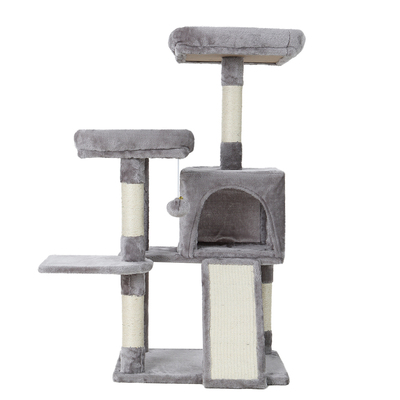 Cat Tree Tower Scratching Post Scratcher 103cm Wood Condo House Bed Grey
